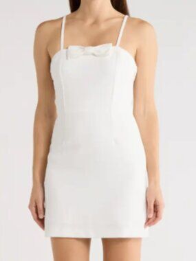 NEW French Connection Mini Bow Dress White Size 6 Bridal Wedding Coquette